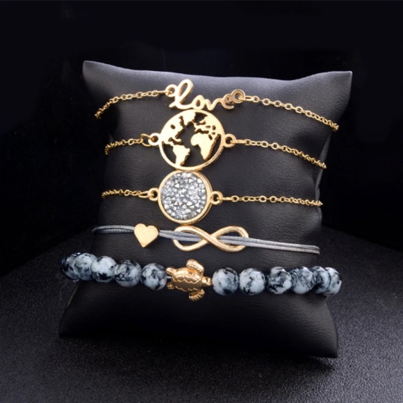 Chic Summer Bracelet Set 🏆HP🏆 Peace Love Sea Turtle - Picture 2 of 4